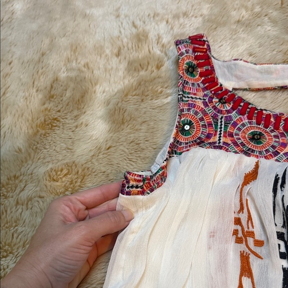 Anthropologie Embroidered Tank Top - White and Orange - Picture 7 of 10